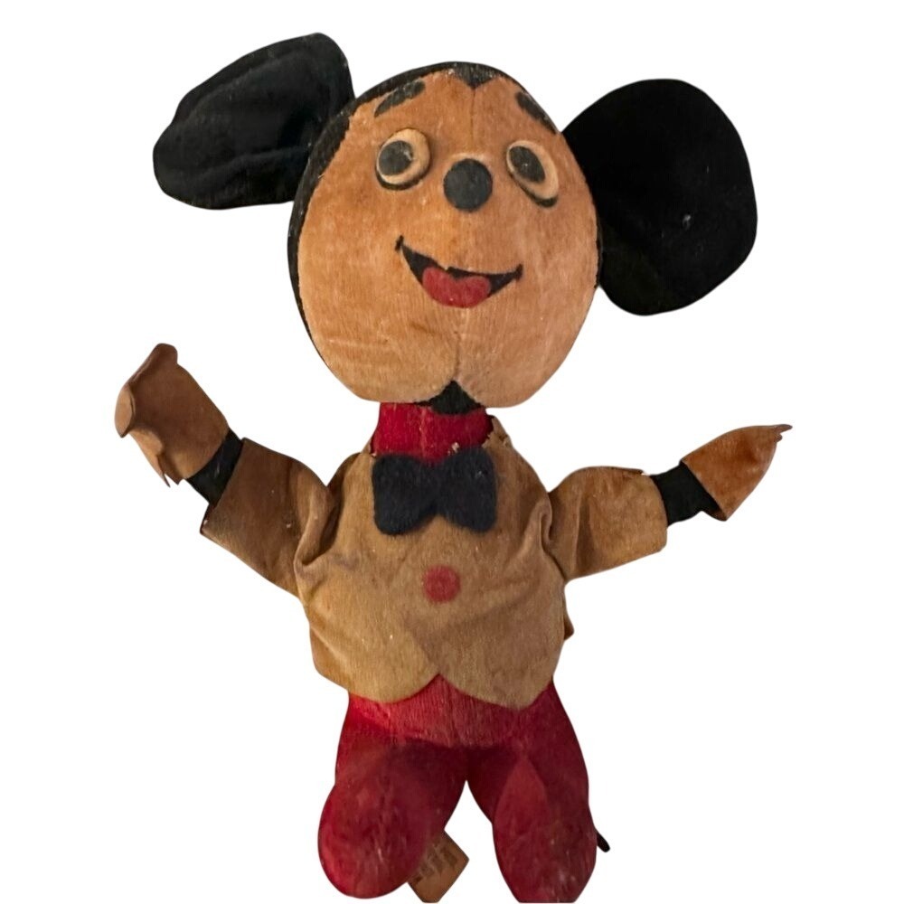 Walt Disney Mickey Mouse Vintage Woolkin‎ 60s Sawdust Stuffed Animal Plush Japan